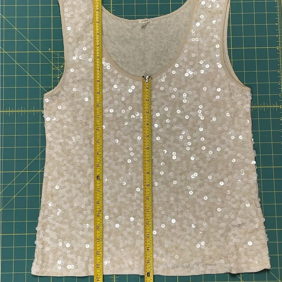 J. Crew sparkly sequined cream off white blouse tank top, size small. Sequins - Picture 11 of 13